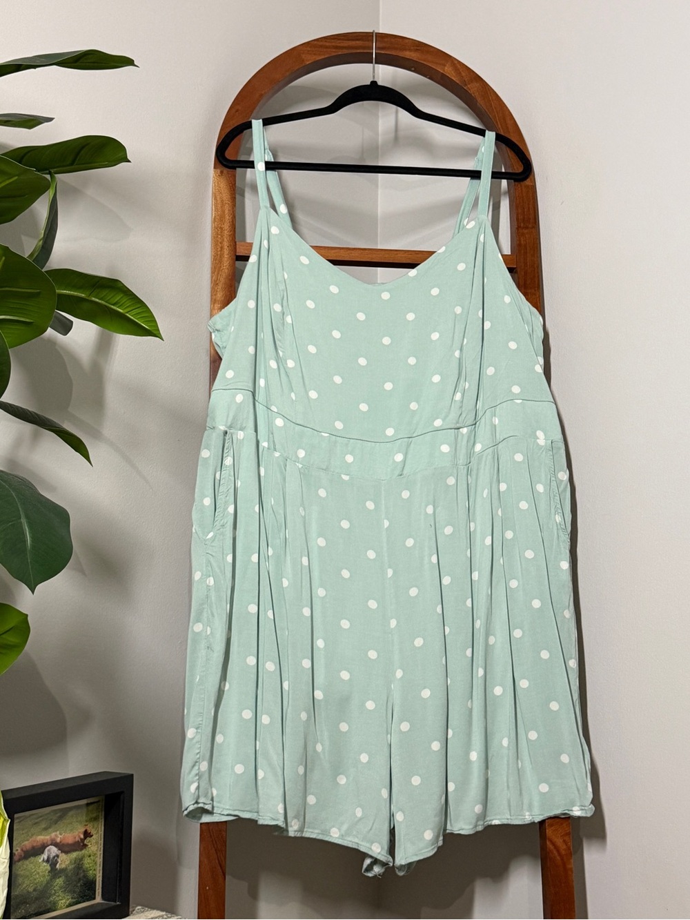 Torrid 4X Mint Green White Polka Dot Romper